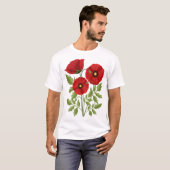 Poppy bloeiende vrolijke zomerbloemen t-shirt (Voorkant volledig)