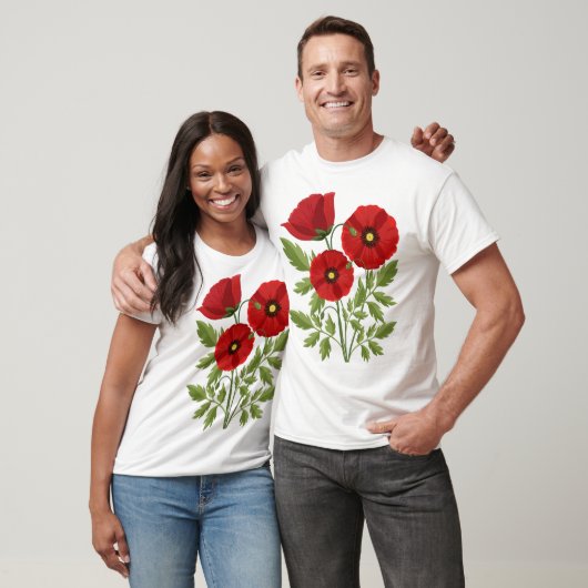 Poppy bloeiende vrolijke zomerbloemen t-shirt (Unisex)