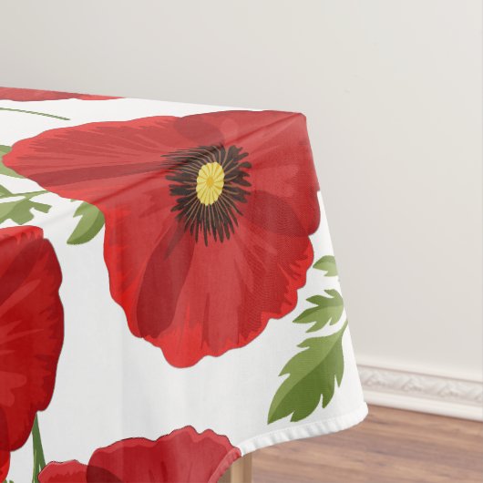 Poppy bloeiende vrolijke zomerbloemen tafelkleed (Voorbeeld)