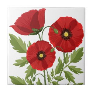 Poppy bloeiende vrolijke zomerbloemen tegeltje