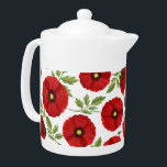 Poppy bloeiende vrolijke zomerbloemen theepot<br><div class="desc">Poppy Bloemen bloeiende vrolijke lente en zomer vector naadloos herhalen textiel / stof patroon illustratie. Oorspronkelijke grafische kunst copyright BluedarkArt TheChameleonArt.</div>