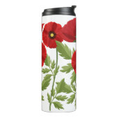 Poppy bloeiende vrolijke zomerbloemen thermosbeker (Gedraaid links)