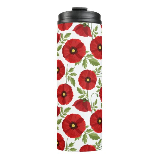 Poppy bloeiende vrolijke zomerbloemen thermosbeker (Voorkant)