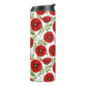 Poppy bloeiende vrolijke zomerbloemen thermosbeker (Gedraaid links)