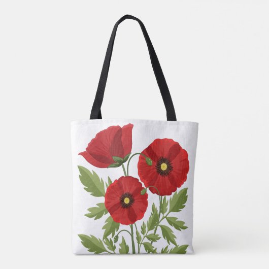 Poppy bloeiende vrolijke zomerbloemen tote bag (Achterkant)