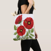 Poppy bloeiende vrolijke zomerbloemen tote bag (Dichtbij)
