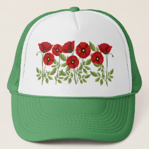 Poppy bloeiende vrolijke zomerbloemen trucker pet