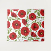 Poppy bloeiende vrolijke zomerbloemen wandkleed (Voorkant (horizontaal))