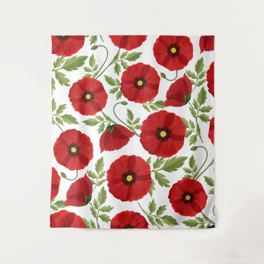 Poppy bloeiende vrolijke zomerbloemen wandkleed (Voorkant)