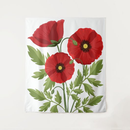 Poppy bloeiende vrolijke zomerbloemen wandkleed (Voorkant)
