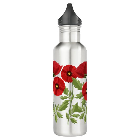 Poppy bloeiende vrolijke zomerbloemen waterfles  (Links)