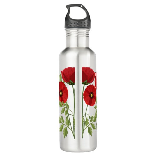 Poppy bloeiende vrolijke zomerbloemen waterfles  (Achterkant)
