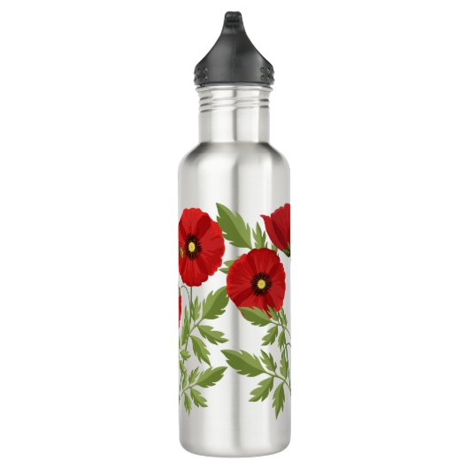 Poppy bloeiende vrolijke zomerbloemen waterfles  (Rechts)
