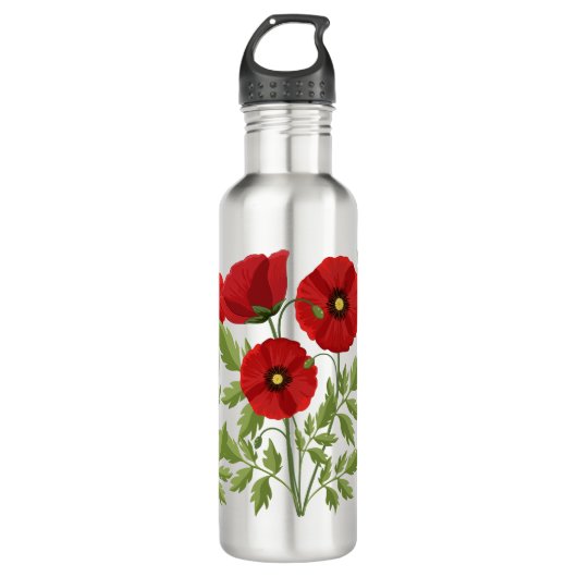 Poppy bloeiende vrolijke zomerbloemen waterfles  (Voorkant)