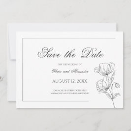 Poppy bloem chique elegante bruiloft opslaan van d save the date