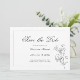 Poppy bloem chique elegante bruiloft opslaan van d save the date