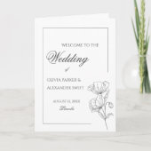 Poppy bloem elegante chique bruiloft programma (Voorkant)