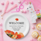 Poppy Bloem Rood Wit Bruiloft Papieren Bordje (Feest)