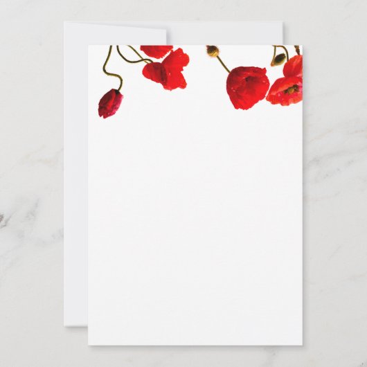Poppy Bloemen Bloemen Rood Wit Cool Trendy bruilof Kaart (Achterkant)