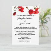 Poppy Bloemen Bloemen Rood Wit Cool Trendy bruilof Kaart (Staand voorkant)