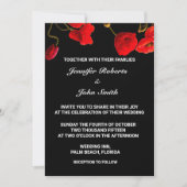 Poppy Bloemen Bloemen Rood Zwart Unieke bruiloft Kaart (Voorkant)