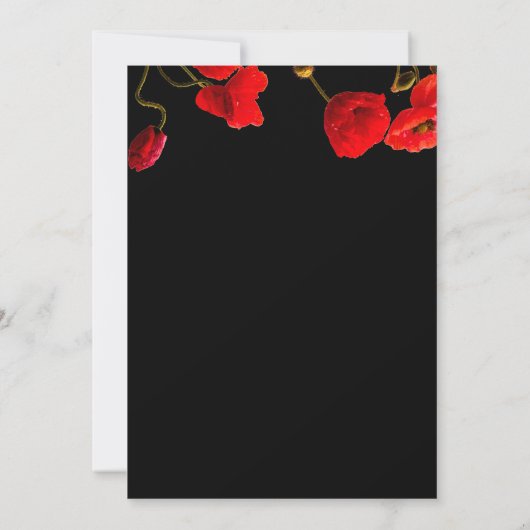 Poppy Bloemen Bloemen Rood Zwart Unieke bruiloft Kaart (Achterkant)