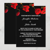 Poppy Bloemen Bloemen Rood Zwart Unieke bruiloft Kaart (Voorkant / Achterkant)