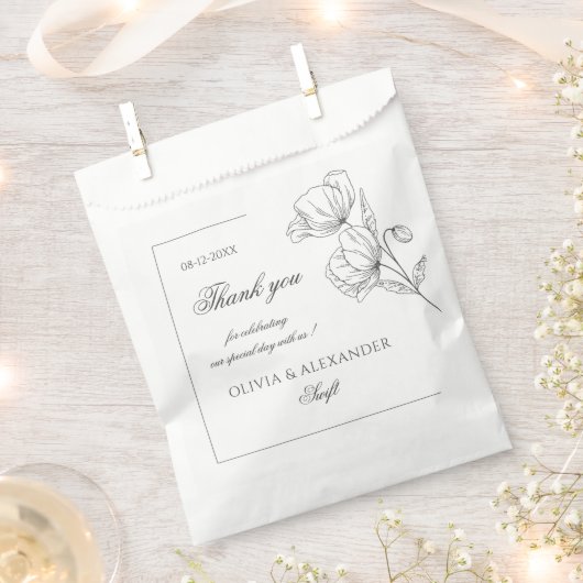 Poppy bloemen elegante bruiloft bedankzakje (Geknipt)