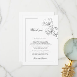 Poppy bloemen elegante bruiloft dank je kaart