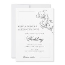 Poppy bloemen elegante eenvoudige chique bruiloft