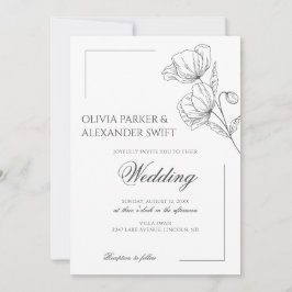 Poppy bloemen elegante eenvoudige chique bruiloft kaart