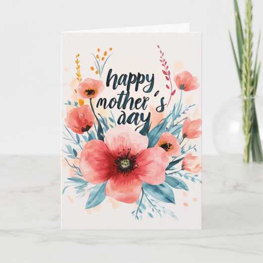 Poppy Bloemen en gelukkige Moeders dag vakantie ka Feestdagen Kaart (Voorkant)