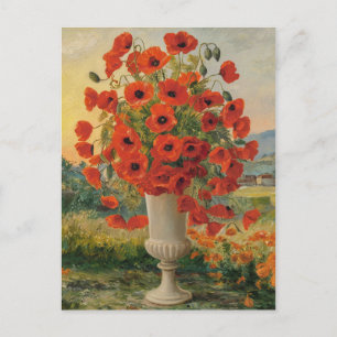 Poppy bloemen in een vaas, Van Gogh stijl, kleurri Briefkaart