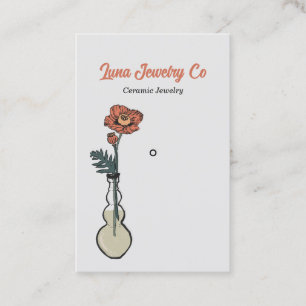 Poppy Bloemen Sieraden op Lichtgrijze Pin Visitekaartje