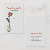 Poppy Bloemen Sieraden op Lichtgrijze Pin Visitekaartje (Voorkant / Achterkant)