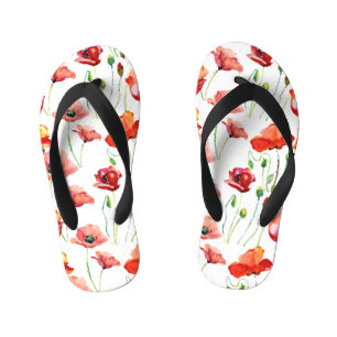 Poppy Blossom: eenvoudige naadloze achtergrond. Kinder Teenslippers