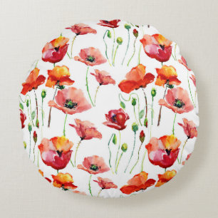Poppy Blossom: eenvoudige naadloze achtergrond. Rond Kussen