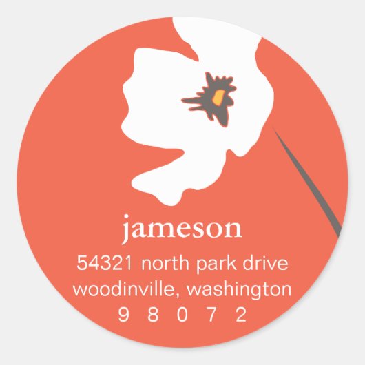 Poppy Blossom ronde adreslabel Ronde Sticker (Voorkant)