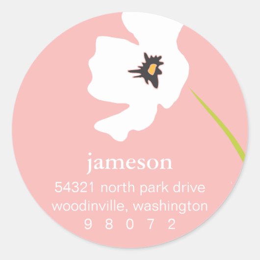 Poppy Blossom ronde adreslabel Sticker (Voorkant)