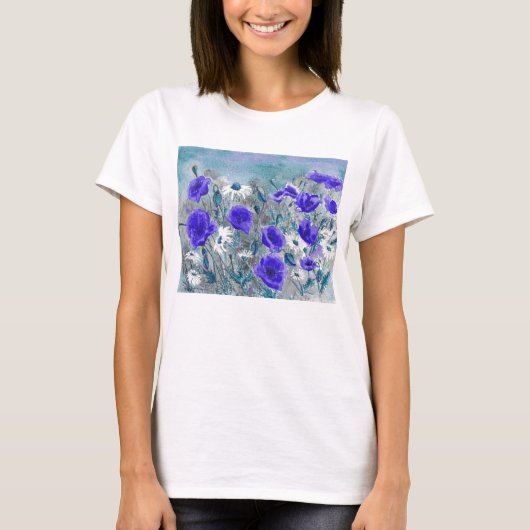 "Poppy Blue" T-Shirt (Voorkant)