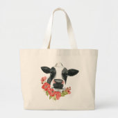 Poppy Boerderij - Koe met bloemen Grote Tote Bag (Voorkant)