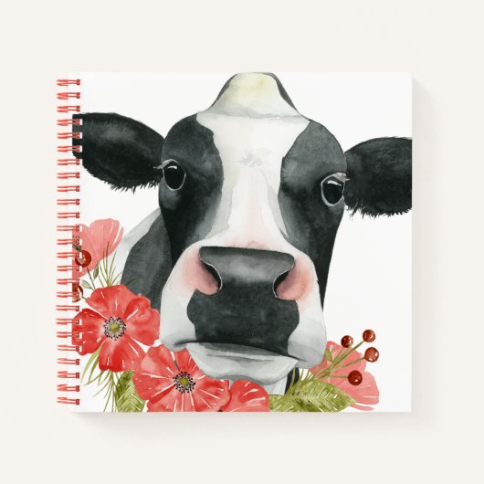 Poppy Boerderij - Koe met bloemen Notitieboek (Voorkant)