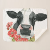 Poppy Boerderij - Koe met bloemen Sherpa Deken (Voorkant (horizontaal))