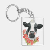 Poppy Boerderij - Koe met bloemen Sleutelhanger (Voorkant Links)