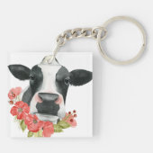 Poppy Boerderij - Koe met bloemen Sleutelhanger (Achterkant)