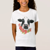 Poppy Boerderij - Koe met bloemen T-shirt (Voorkant)
