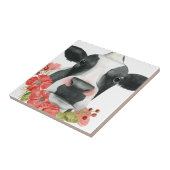 Poppy Boerderij - Koe met bloemen Tegeltje (Zijkant)