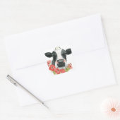 Poppy Boerderij - Koe met bloemen Vierkante Sticker (Envelop)