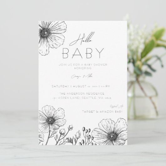 Poppy Bohemian Baby shower Invitation Kaart (Staand voorkant)
