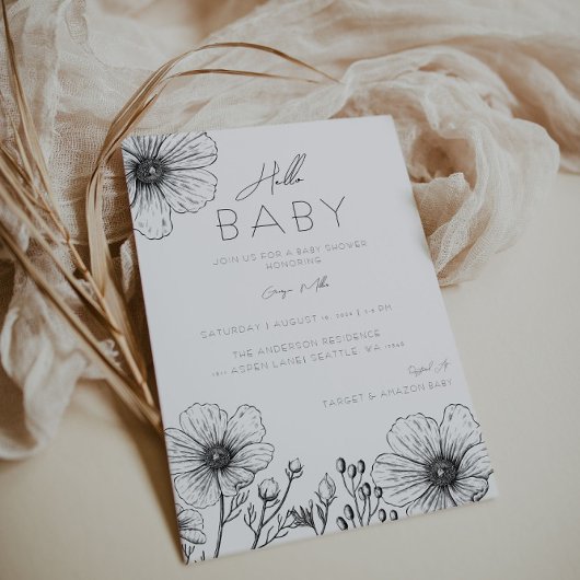 Poppy Bohemian Baby shower Invitation Kaart